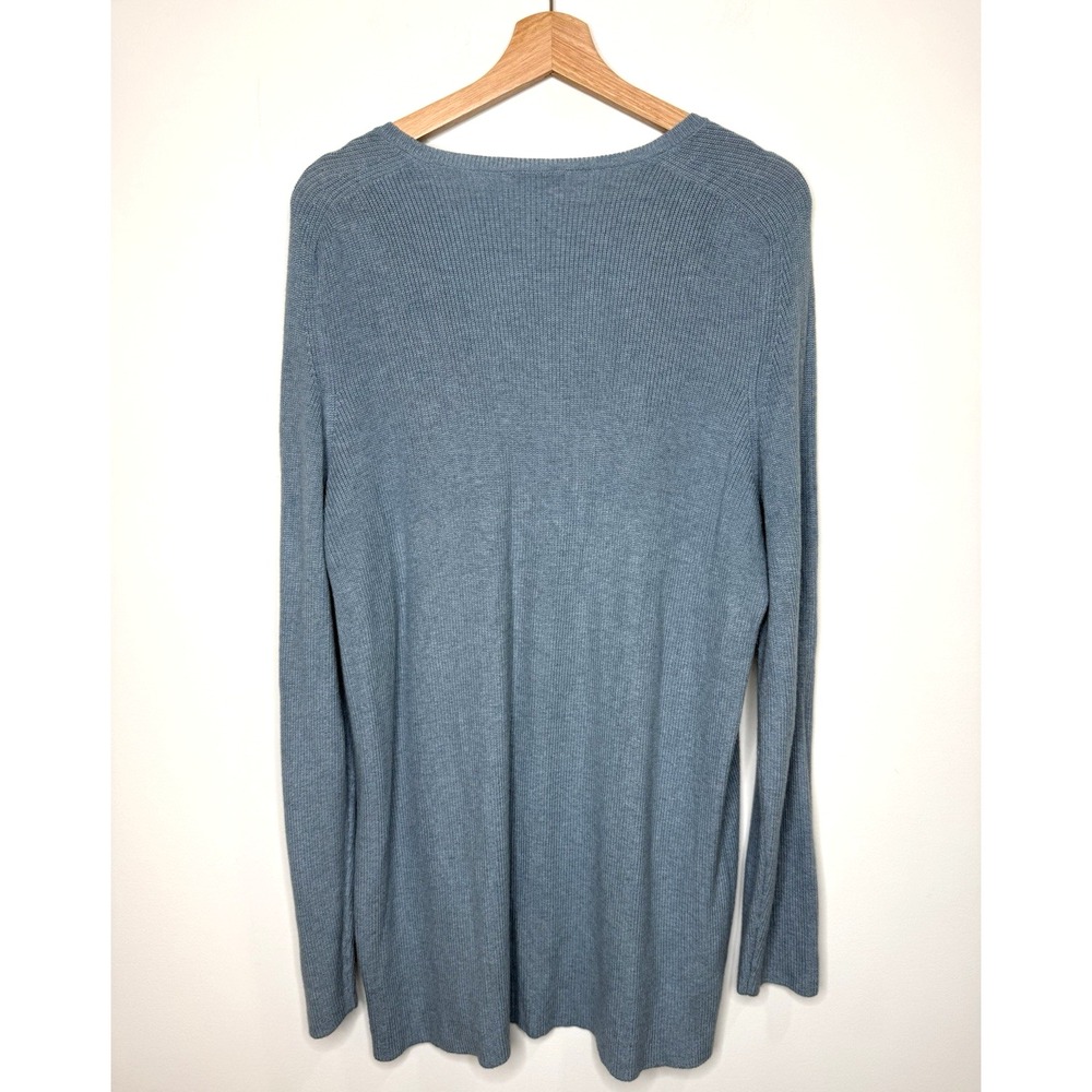 J. Jill Knit Tunic Sweater XL Blue V Neck Pullover Lounge Lightweight Coastal - Picture 2 of 5